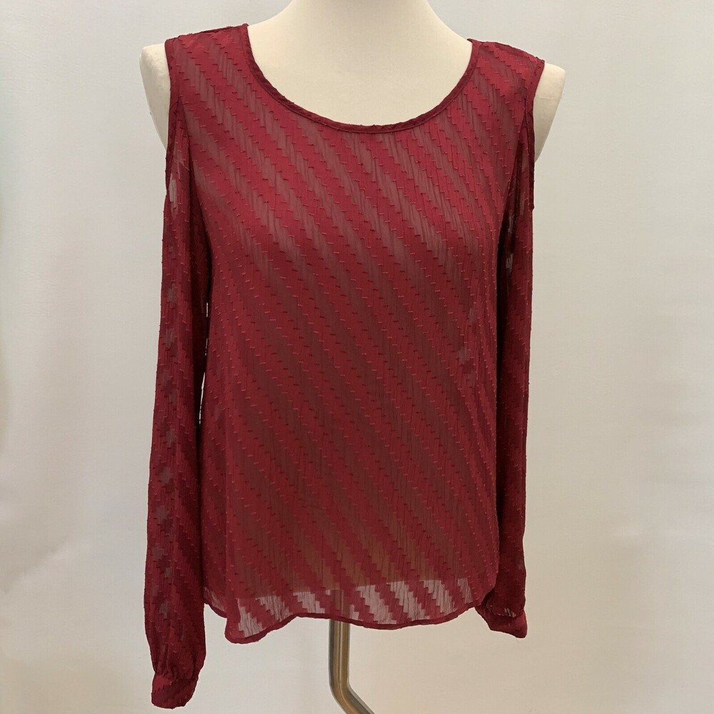 Love Fire Women's Top Medium Burgundy Red‎ Cold-shoulder
